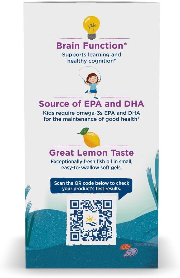 Nordic Naturals Complete Omega Jr. Lemon - 180 Mini Soft Gels - 283 mg Total Omega-3s &amp 35 mg GLA - Healthy Cognition Nervous System Function - Non-GMO - 90 Servings