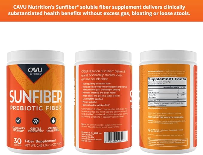 Sunfiber Gentle Prebiotic Fiber Supplement | Promotes Comfortable Digestion &amp Regularity* | Intestinal &amp Colon Health* (30 Servings)