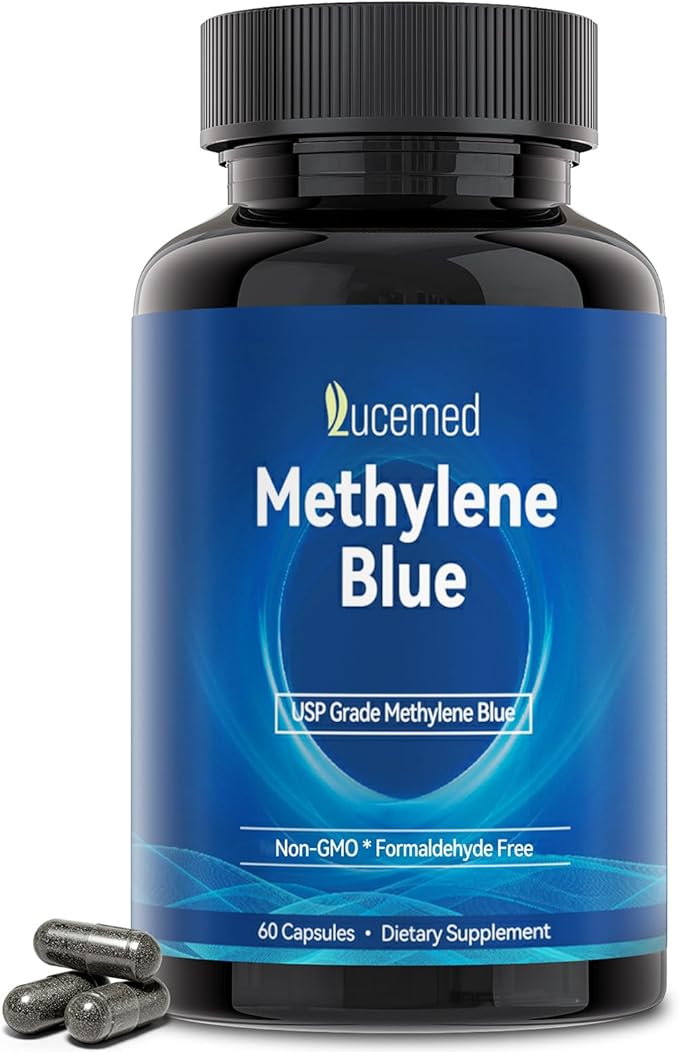 Methylene Blue Capsules 99.99% Purity USP Pharmaceutical Grade Methylene Blue for Humans Added Vitamin C Easter &amp Cocoa Powder 60 Capsules