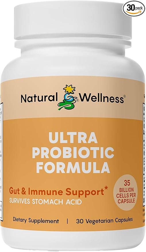 Natural Wellness Ultra Probiotics – 35 Billion CFUs with Prebiotics – Probiotics for Women &amp Men for Digestive Health Gut Balance &amp Immune Support – High Potency Shelf-Stable 30-Day Supply