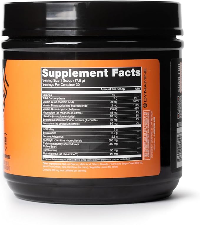 Jocko Fuel Ultimate Pre Workout Powder - Pre-Workout Energy Powder Drink for Men &amp Women - High Stim Sugar-Free Nootropic Blend to Support Muscle Pump Energy &amp Recovery 200mg Caffeine Sour P