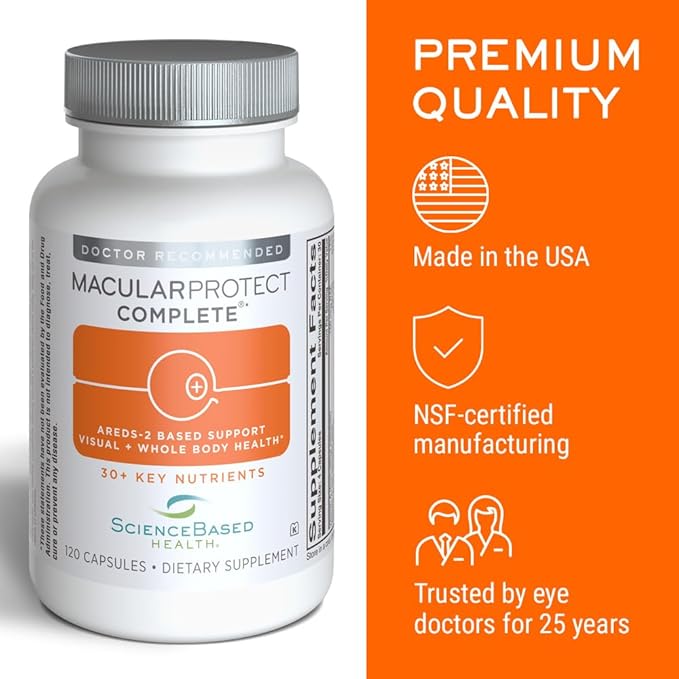 ScienceBased Health MacularProtect Complete – AREDS 2 Eye Health Supplement &amp Daily Multivitamin – 30+ Nutrients with Lutein &amp Zeaxanthin – Supports Vision &amp Whole Body Health – 120 Capsul