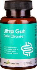 Ultra Gut Daily Cleanse - 15 Day Detox Cleanse with Cascara Sagrada Senna Leaf Psyllium Husk Dietary Fiber 2.5B CFU Probiotics Gut Health Support Non-GMO 30 Capsules (1)