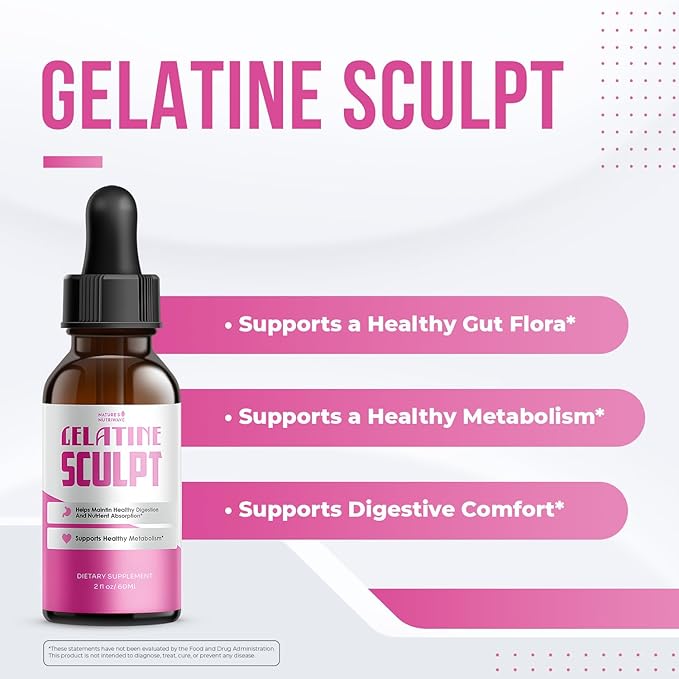Gelatin Sculpt – Daily Liquid Botanical Supplement with Chromium &amp Plant Extracts – Clean Stimulant-Free Formula – Non-GMO Made in USA GMP-Certified - 2 fl oz (60 mL) 6 Month Supply