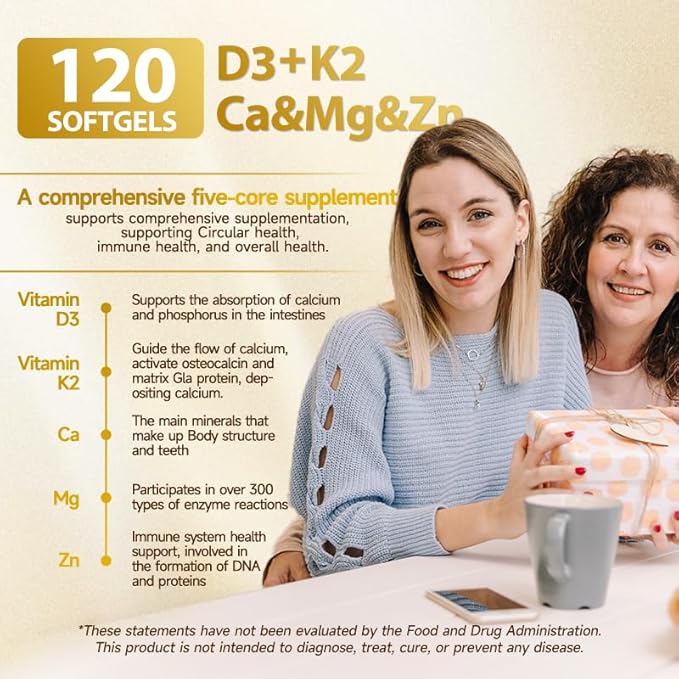 Vitamin D3 K2 Magnesium 10000 IU 120 mcg K2 Capsules 60 Count (Packs of 5) | with VIT B6 Zinc &amp Quercetin | D3K2 Supports Superior Absorption Energy Immune Muscle Health for Men &amp Women