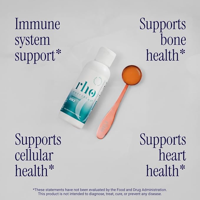 Rho Nutrition Liposomal D3K2 – Ultra High Absorption Liquid Vitamins D3 and K2 Supplement – Supports Immune System &amp Overall Health Supports Strong Bones &amp Muscles and a Healthy Heart