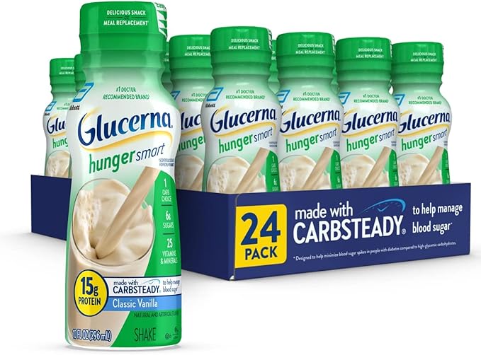 Glucerna Hunger Smart Shake Diabetic Drink Blood Sugar Management 15g Protein 180 Calories &amp Hunger Smart Meal Size Shake Diabetic Meal Replacement Blood Sugar Management