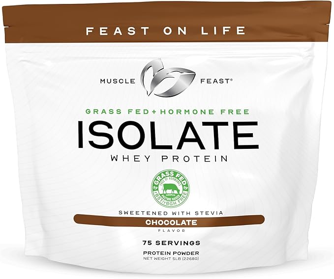 Muscle Feast Micronized Creapure Creatine Monohydrate - Unflavored 250g (x1) and Isolate Whey Protein Powder - Chocolate 5lb (x1) - Muscle Recovery and Performance Bundle