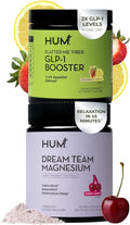 HUM Nutrition Flatter Me Fiber + Dream Team Magnesium Powder Bundle – Digestive Support Fiber &amp Magnesium Bisglycinate Drink Mix with L-Theanine &amp Tart Cherry Cherry Lemon 2-Product Wellness