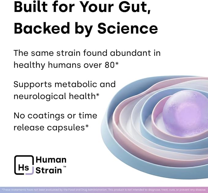 Human Strain Bifidobacterium Adolescentis Probiotic | Fewer Urgent Bowel Movements Reduced Bloating/Gas &amp Digestion Support | Clinically Studied Synbiotic | 30ct (30 Day Supply)