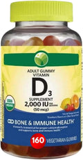 KP+ Vitamin D3 | Vitamin D3 Gummies 2000 IU | Bone &amp Immune Health Support | Vegetarian Gummies with Natural Flavors | 160 Count | Pack of 1