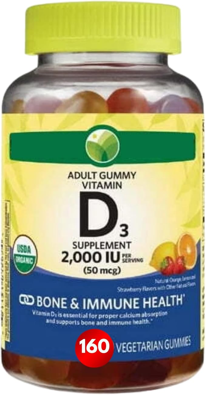 KP+ Vitamin D3 | Vitamin D3 Gummies 2000 IU | Bone &amp Immune Health Support | Vegetarian Gummies with Natural Flavors | 160 Count | Pack of 1