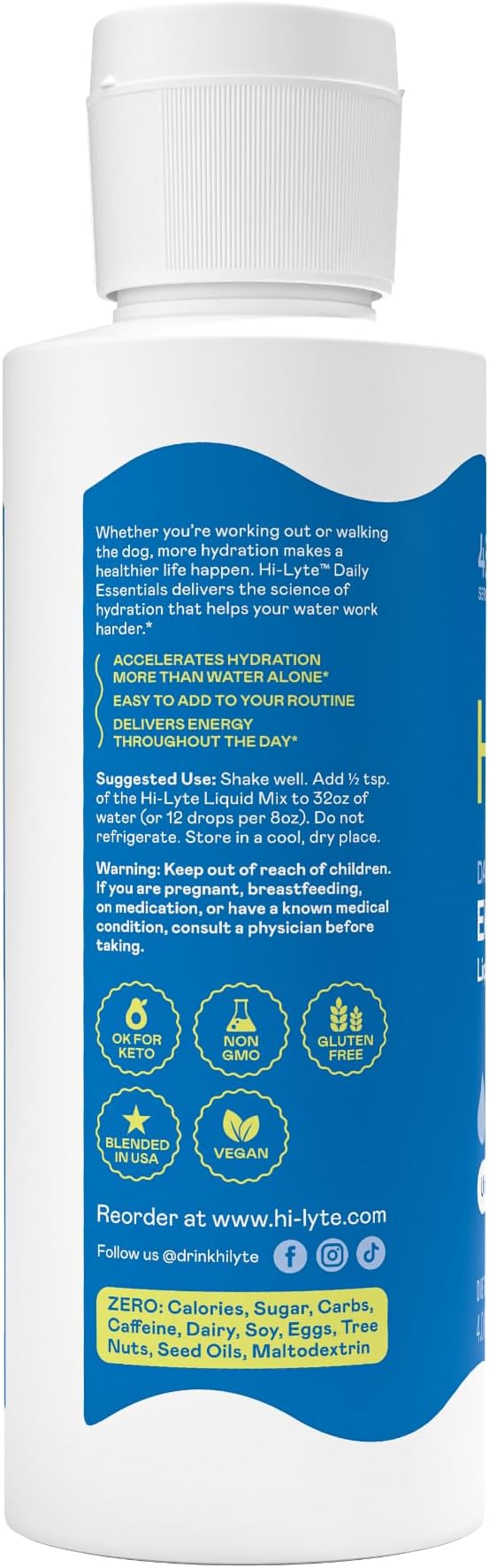 Hi-Lyte Electrolytes for Fasting Immune Support and Rapid Hydration | 48 Servings | NO Calories NO Sugar | 20%+ More Potassium Magnesium &amp Zinc