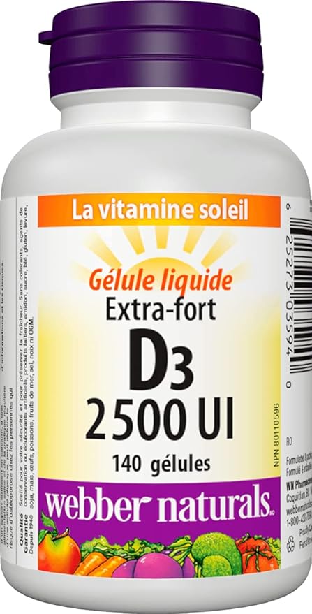 Webber Naturals Vitamin D3 Extra Strength 2500 IU 140 Softgels