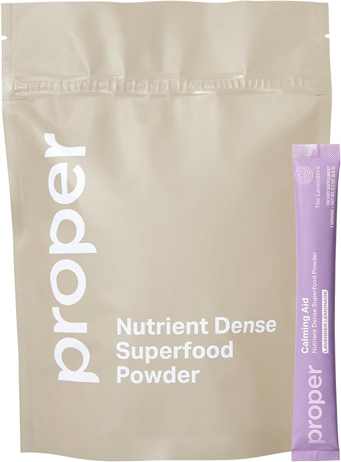 Proper The Lavenders Calming Aid. Sleep and Relaxation Drink Mix. GABA L-Theanine Supplement with Magnesium Lavender Lemon Balm and Ashwagandha. Natural Calm Stress Support Supplements