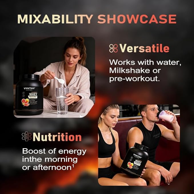Grapefruit Flavored Whey Protein Powder24g Protein per Serving Fast-Absorbing Concentrated whey Protein Low Sugar Gluten-Free Natural Flavor 2 lbs/32 oz.