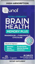 Qunol Brain Health Memory Plus Magnesium L-Threonate &amp Citicoline Clinically Tested Ingredients to Improve Memory Focus Attention and Productivity 60 Count (Pack of 1)