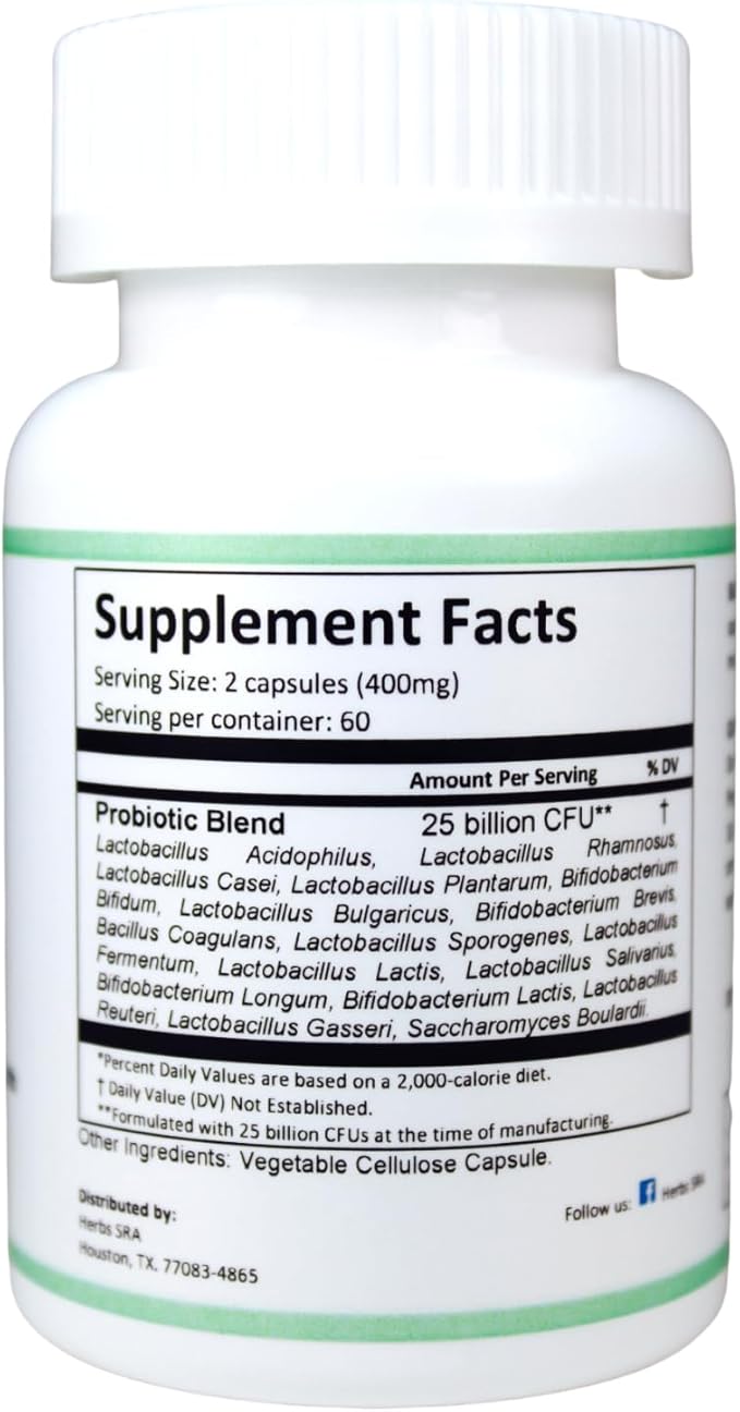 ProbioLac Probiotic Supplement with 25 Billion CFU Multi-Strain Probiotic for Digestive Balance &amp Immune Wellness 120 Vegetarian Capsules