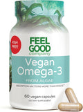 Feelgood Company Vegan Omega-3 Supplement Algae-Based Fish-Free 60 Capsules Gluten-Free Soy-Free Easy to Digest