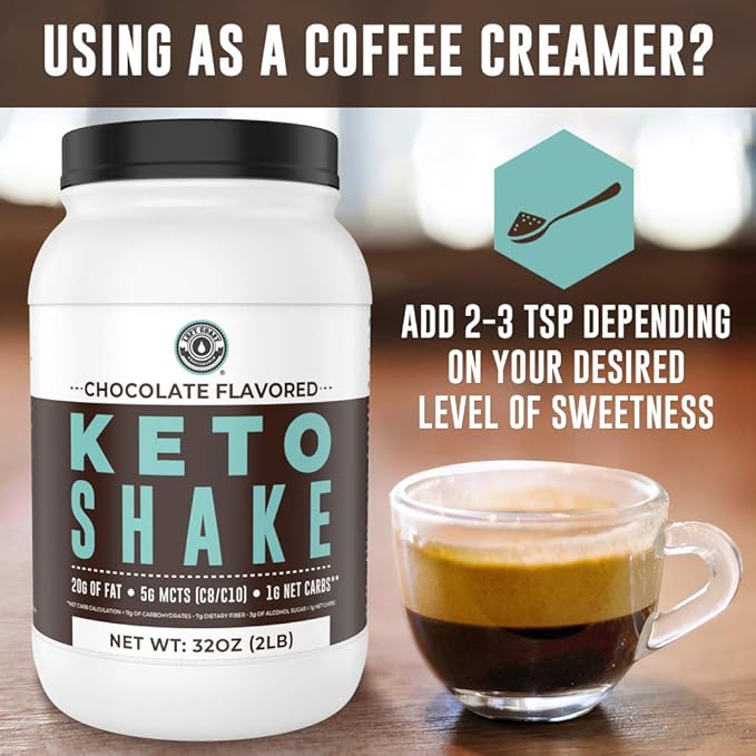 Keto Meal Replacement Shakes Chocolate 2lbs Low Carb Keto Protein Shake Mix MCT Powder Grass Fed Hydrolyzed Collagen Peptides Keto Breakfast Shake 20g Fat 14g Protein 1 Net Carb Zero Sugar