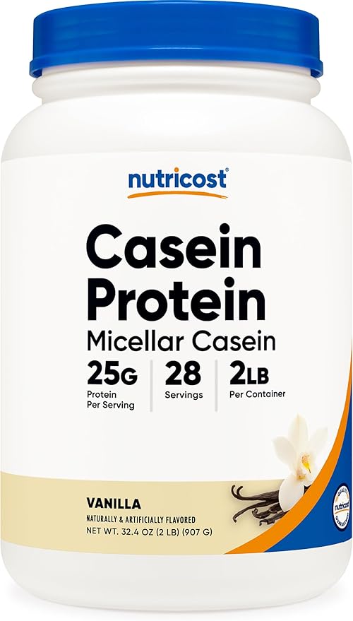 Nutricost Casein Protein Powder 2lb Vanilla - Micellar Casein Gluten Free Non-GMO
