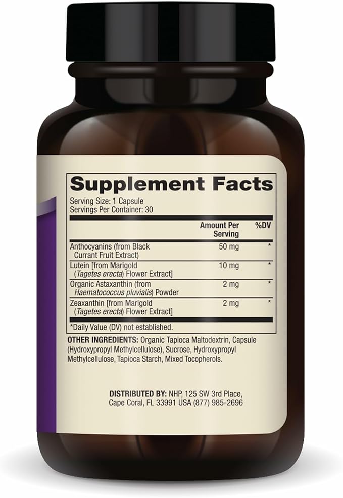 Dr. Mercola Eye Support - Supports Eye &amp Vision Health - with Lutein Zeaxanthin Organic Astaxanthin &amp Black Currant - Non-GMO Gluten-Free &amp Soy Free - 30 Capsules (30 Servings)