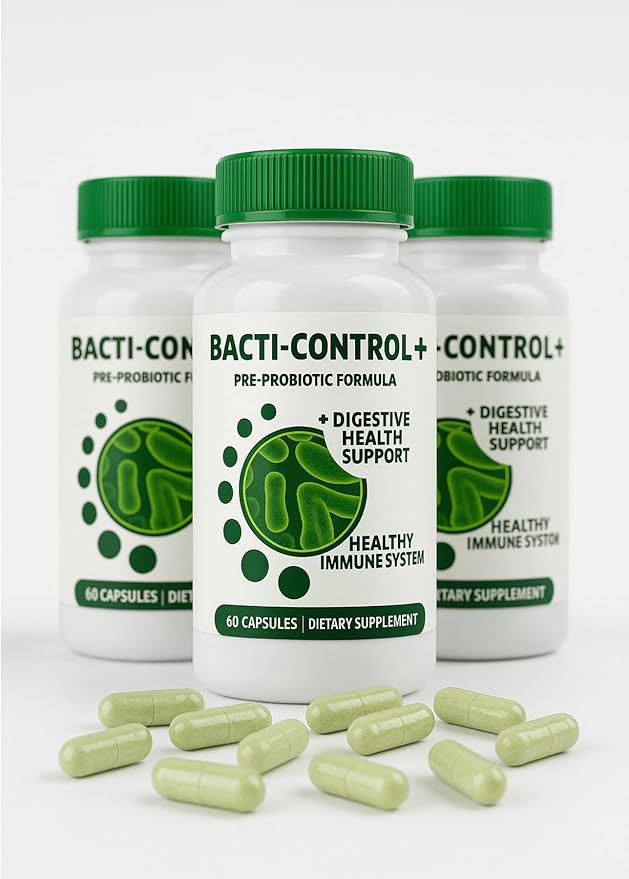 BACTI-Control+ Pre-Probiotic Formula | 3 Bottles Pack | Dietary Supplement Capsules | 60 Capsules Per Bottle | Daily Wellness Routine Support | Clean Label | Convenient Multi-Bottle Supply