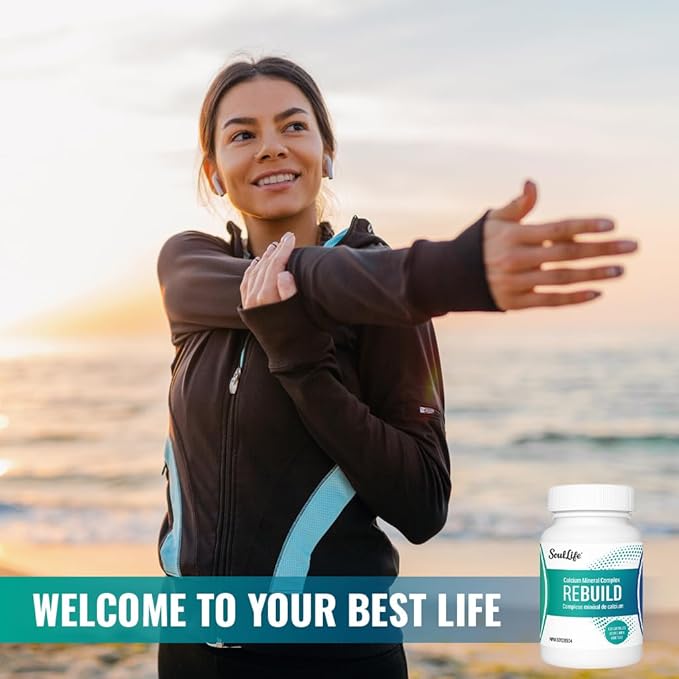 SoulLife Rebuild -Calcium Mineral Complex with Magnesium - Made with Lithothamnium Calcareum Seaweed - Plant-Based Daily Vitamins for Joint Support Supplement - 120 Vegetarian Capsules