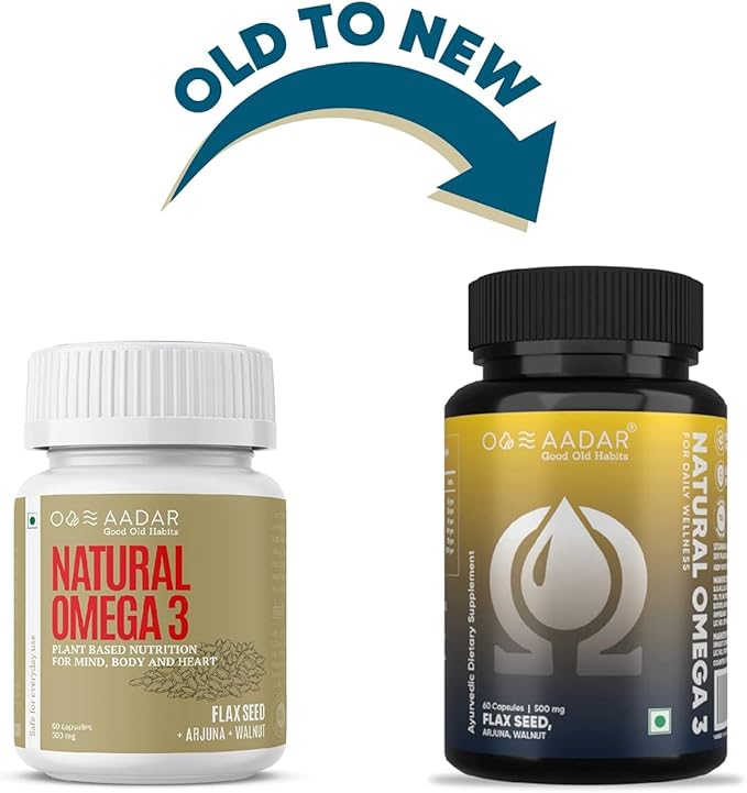 Viva Natural Omega 3 6 9 | 100% Vegan Herbal Omega 3 Capsules Without Fish Oil | 60 Capsules - Pack of 1 | Ayurvedic Supplements for Men and Women | Flaxseed Arjuna Walnuts