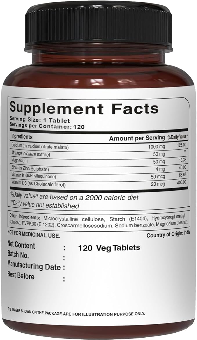 Pure Nutrition Vitamin D3 K2 + Ultra Calcium | Plant-Based D3 from Lichen | 120 Tablets Each