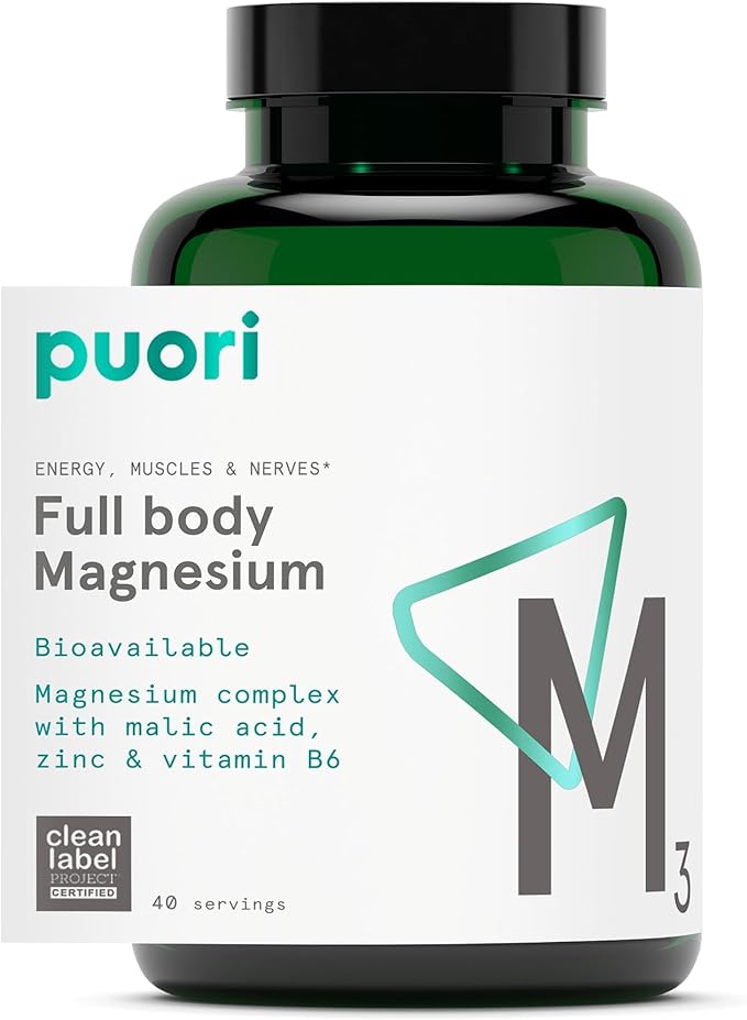 Puori Magnesium Complex Supplement - High Absorption Magnesium Taurinate &amp Gluconate Zinc Vitamin B6 &amp Malic Acid for Sleep Support Immune &amp Bone Health &amp Muscle Recovery - 120 Vega