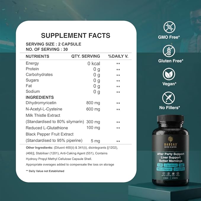DHM Metabolic Balance &amp Morning Refresh Supplement | Fuller Health After Party | Post-Celebration Wellness Support | 60 Capsules