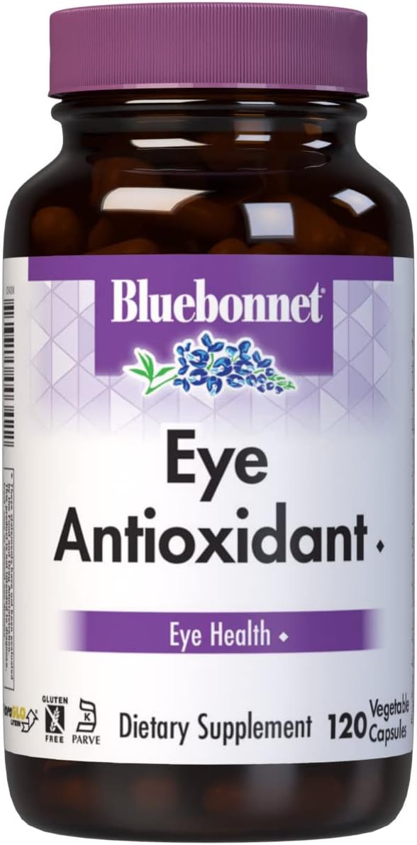 Bluebonnet Eye Antioxidant Lutein &amp Zeaxanthin Supplement - Vitamin A Taurine Zinc Bilberry Extract Herbal Supplements - Non-GMO Gluten-Free Eye Care for Women &amp Men - 120 Vegetable Capsul