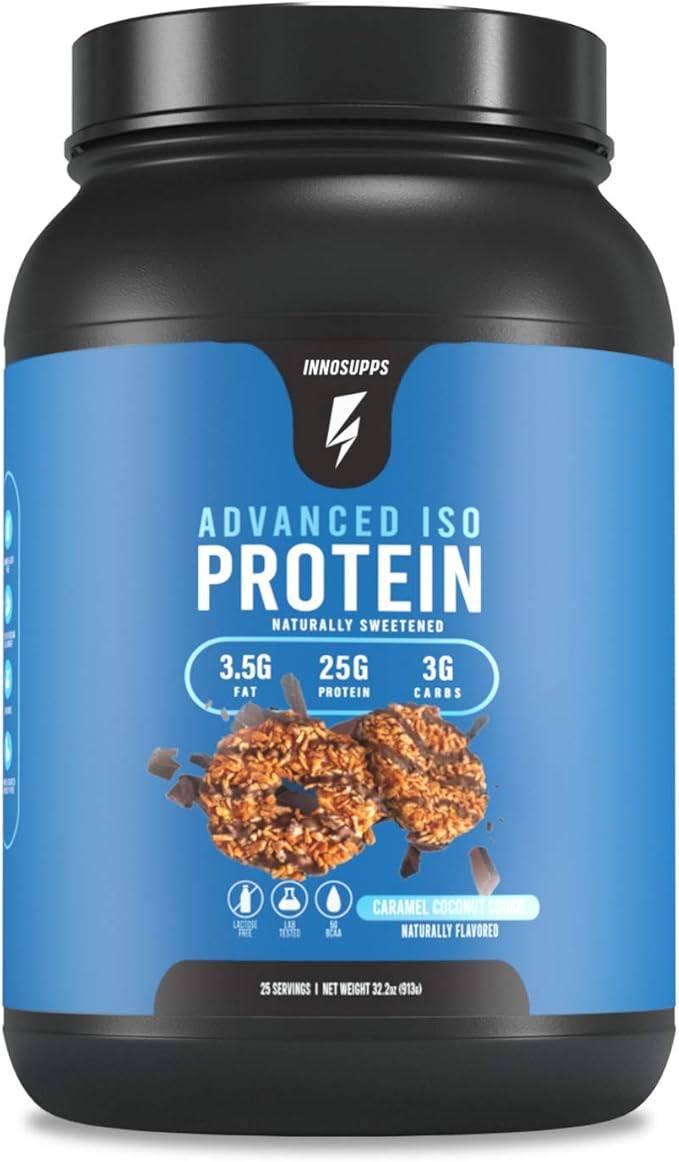 InnoSupps Advanced Iso Protein | 100% Whey Isolate Protein Powder | No Artificial Sweeteners| Low Fat Low Carbs | 25g of Protein | Hormone Free Gluten Free Soy Free |(Caramel Coconut Cookie)