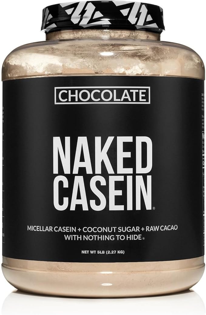 NAKED Chocolate Casein - Chocolate Micellar Casein Protein - 5 Pound Bulk NSF Certified GMO-Free Gluten-Free Soy-Free Preservative-Free - Stimulate Muscle Growth - Enhance Recovery - 60 Servings