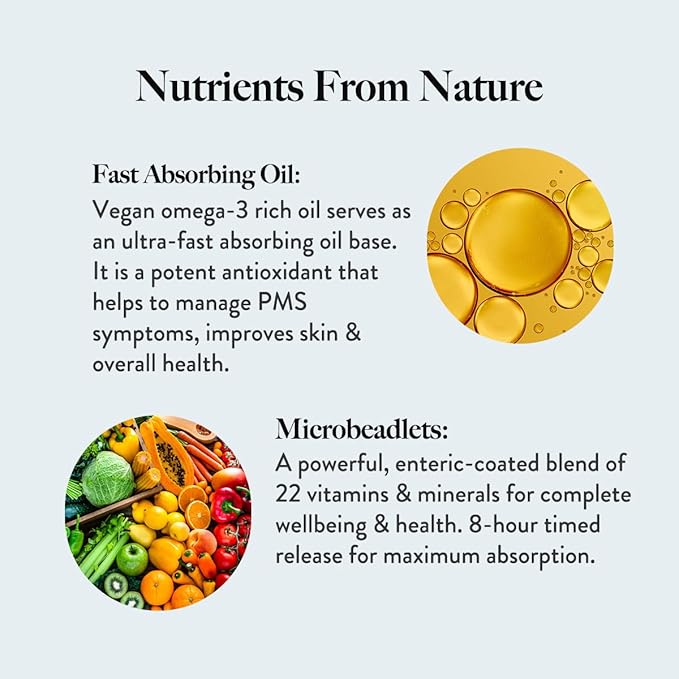 WELLBEING NUTRITION Slow Multi + Omega for Her Multivitamin Capsule for Women | Vegan Omega-3 Oil B-Complex Antioxidant Blend for her
