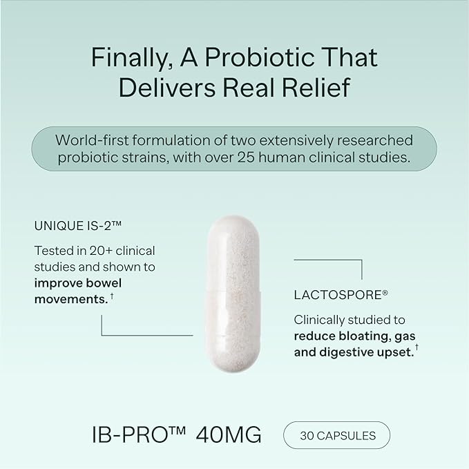 IB-PRO Bacillus Coagulans Probiotic - 2-1 Lactospore &amp Unique is-2 for Occasional Constipation Bloating &amp Digestive Upset - 3rd Party Verified - 30 Capsules