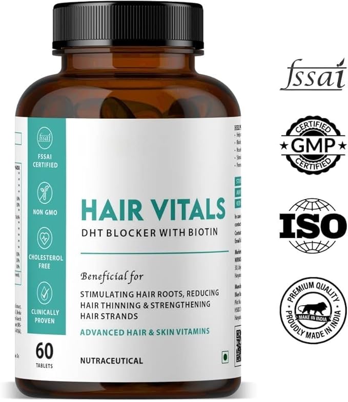 Generic Hair Vitals DHT Blocker with Biotin Tablets- Hair Suppliment with Beta-Sitosterol | Hair Vitamins for Men &amp Women - 60 Tablets