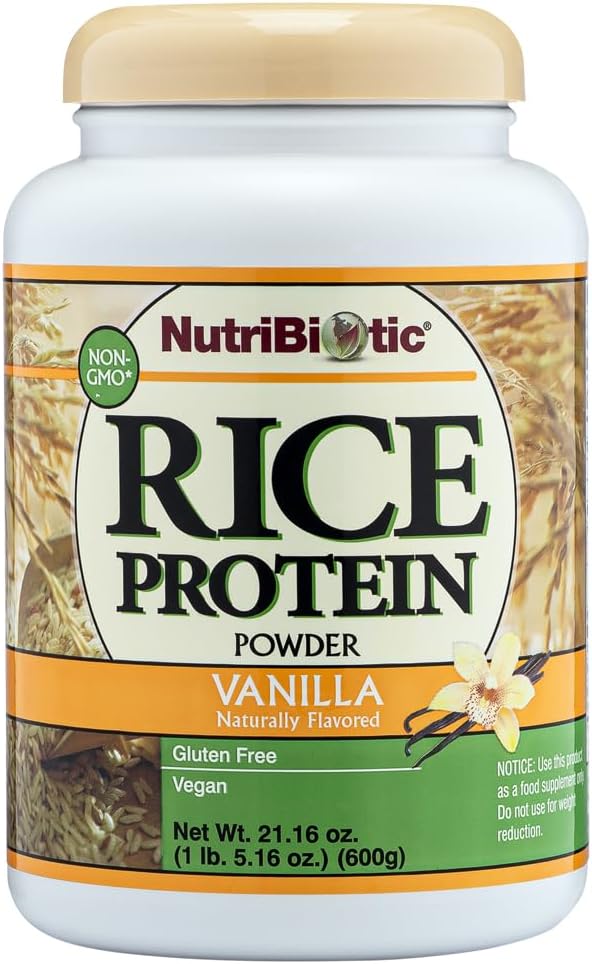 NutriBiotic – Vanilla Rice Protein 1 Lb 5 Oz (600g) | Low Carb Keto-Friendly Vegan Raw Protein Powder | Grown &amp Processed Without Chemicals GMOs or Gluten | Easy to Digest &amp Nutrient-Rich