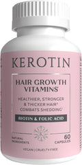Kerotin Hair Growth Vitamins Biotin Supplement DHT Blocker Collagen Stimulator for Hair Loss Support Nail &amp Skin Care Includes Saw Palmetto Vitamin D3 &amp More - 60 Pills (1 Month Supply)