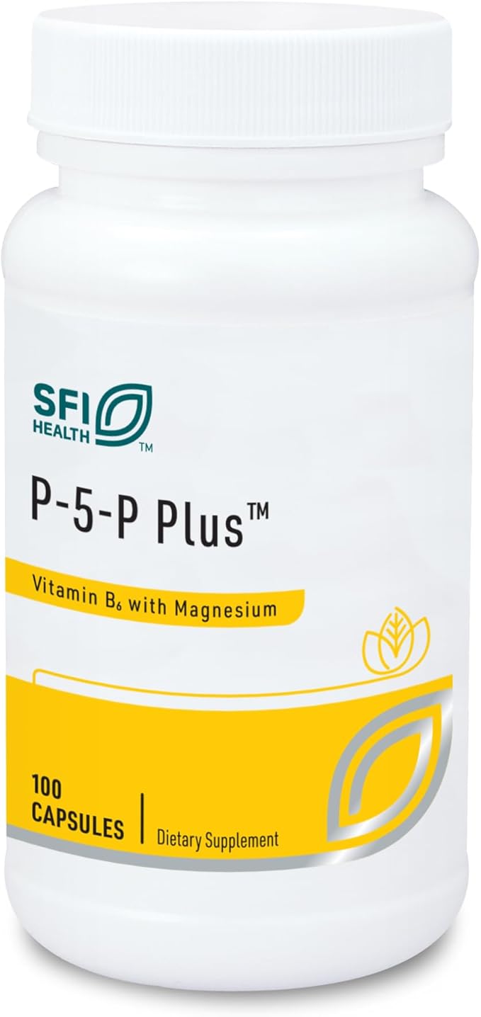 Klaire Labs SFI Health P-5-P Plus Magnesium - 30 Milligrams of Bioactive Vitamin B6 Pyridoxal-5-Phosphate with TRAACS Magnesium Hypoallergenic (100 Capsules)