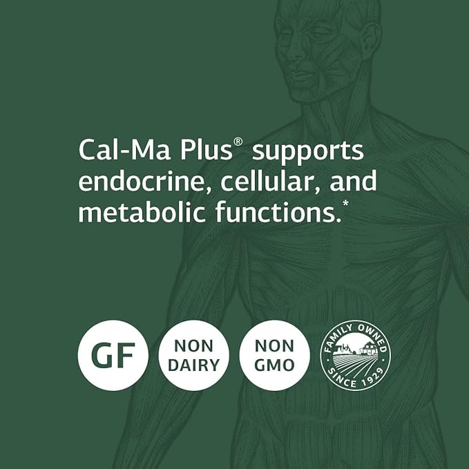 Standard Process Cal-Ma Plus - Calcium Support for Endocrine and Cellular Functions - Aids Healthy Bones Nerves &amp Muscle Function - Gluten-Free Non-Dairy &amp Non-Soy - 90 Tablets