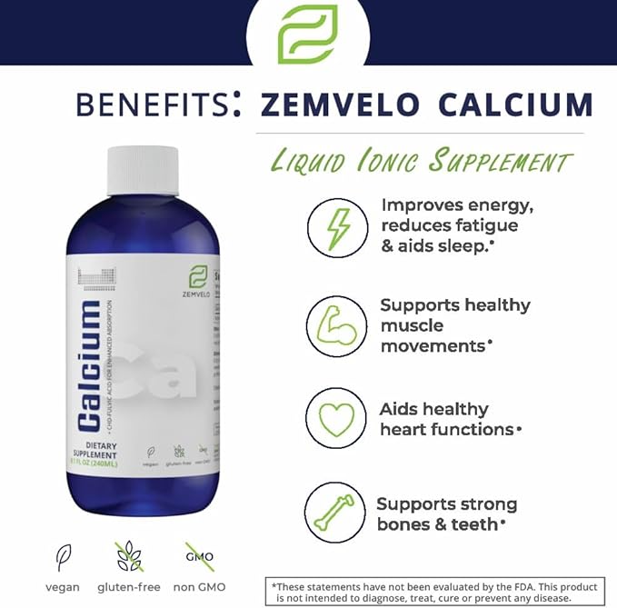 Liquid Ionic Calcium Supplement | Women's Health | Fast Absorption | Easy to Digest | Bone &amp Teeth Support