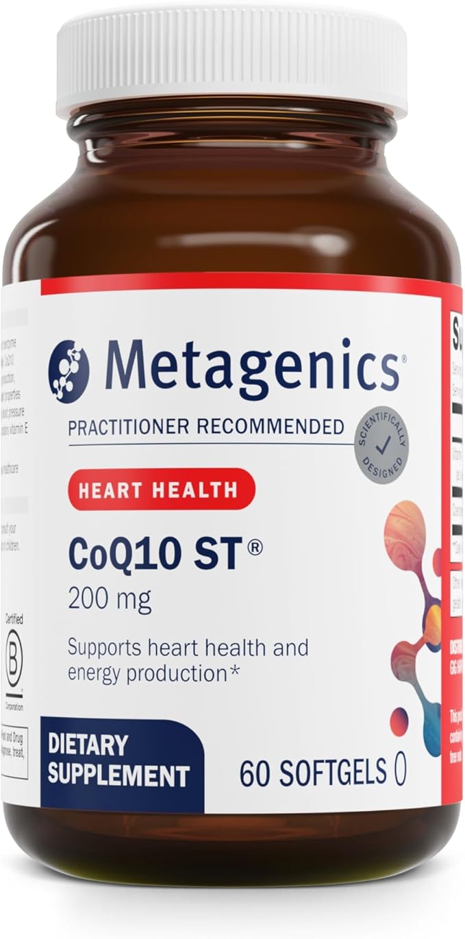 Metagenics CoQ10 ST-200 Supplement - High Absorption 200 mg Ubiquinone - Supports Heart Energy &amp Antioxidant Health* - Non-GMO Gluten-Free Soy-Free - GMP Certified Facility - 60 Softgels