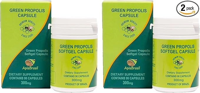 Brazilian Green Bee Propolis 900mg Natural Immune Support - 90 Softgels (Pack of 2)