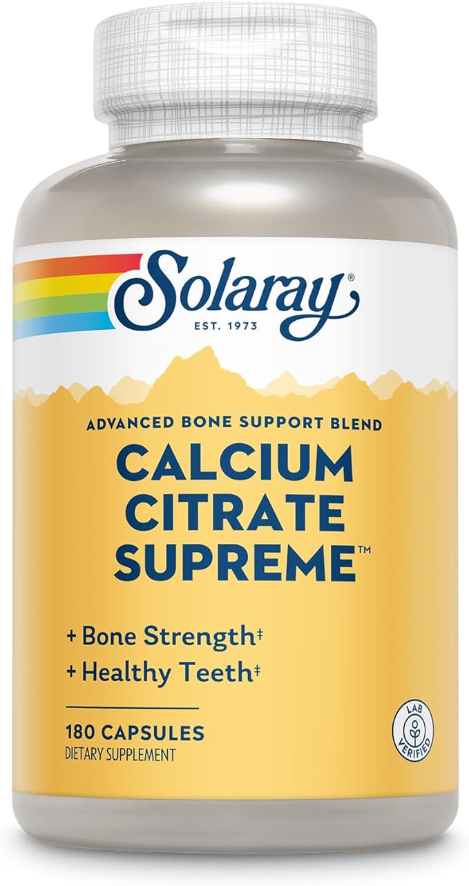 Solaray Calcium Citrate Supreme 800mg Advanced Bone Support Blend | Gentle Digestion Formula | 30 Servings | 180 VegCaps