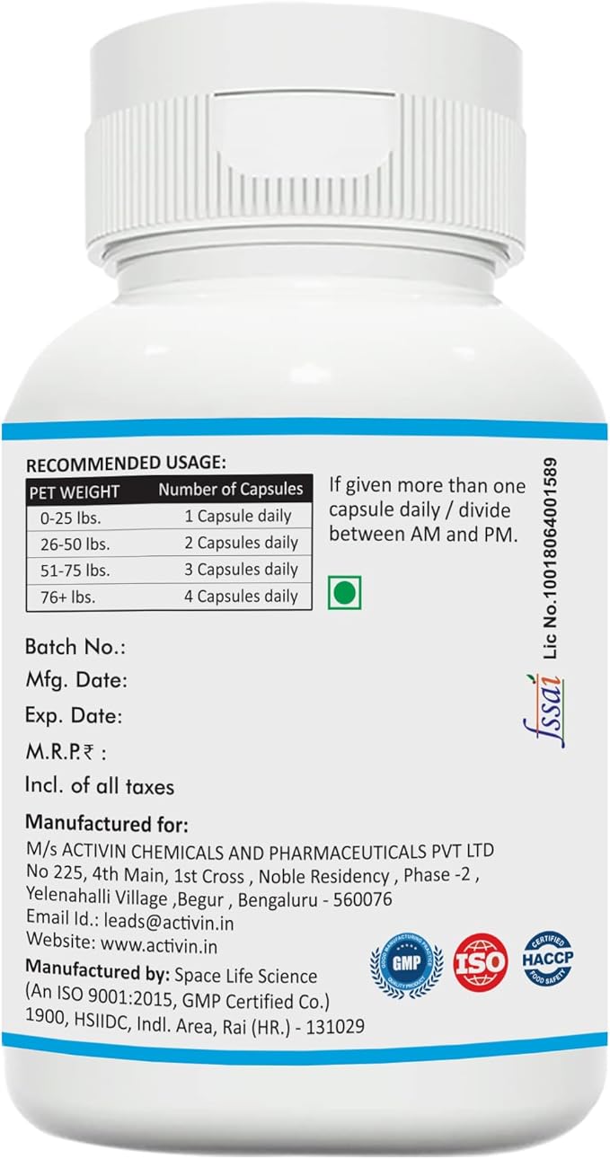 Coenzyme Q10 Supplement for Dogs and Cats Cardiovascular Support 100 Capsules