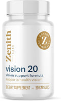Zenith Labs Vision 20 Eye Vitamins - Lutein Zeaxanthin and Bilberry Extract - Supports Eye Strain and Eye Health - Carotenoid Blend