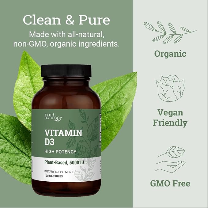 Earth Harmony Vegan Vitamin D3 &amp Beet Root Powder - 120 Capsules Each