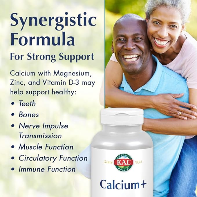 KAL Calcium Plus Softgels - 1000mg per Serving Calcium Magnesium Zinc &amp D3 Supplement for Men and Women - 200 Count Softgels